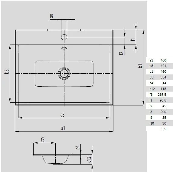 Умывальник Kaldewei Puro 9000 0601 3001