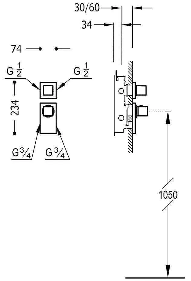 Термостат для душа Tres Block System 20625299OR