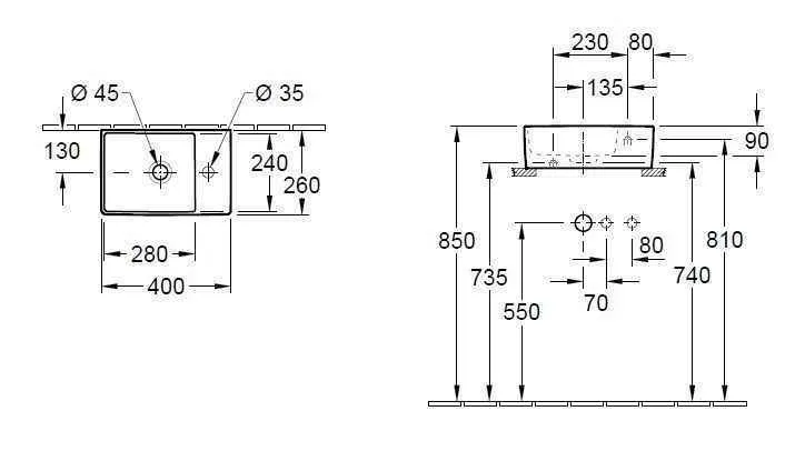 Раковина на стільницю Villeroy and Boch Memento 2.0 (400Х260 мм) 43234G01