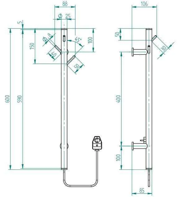 Рушникосушарка TUBIE-60C34, 600мм, білий матовий