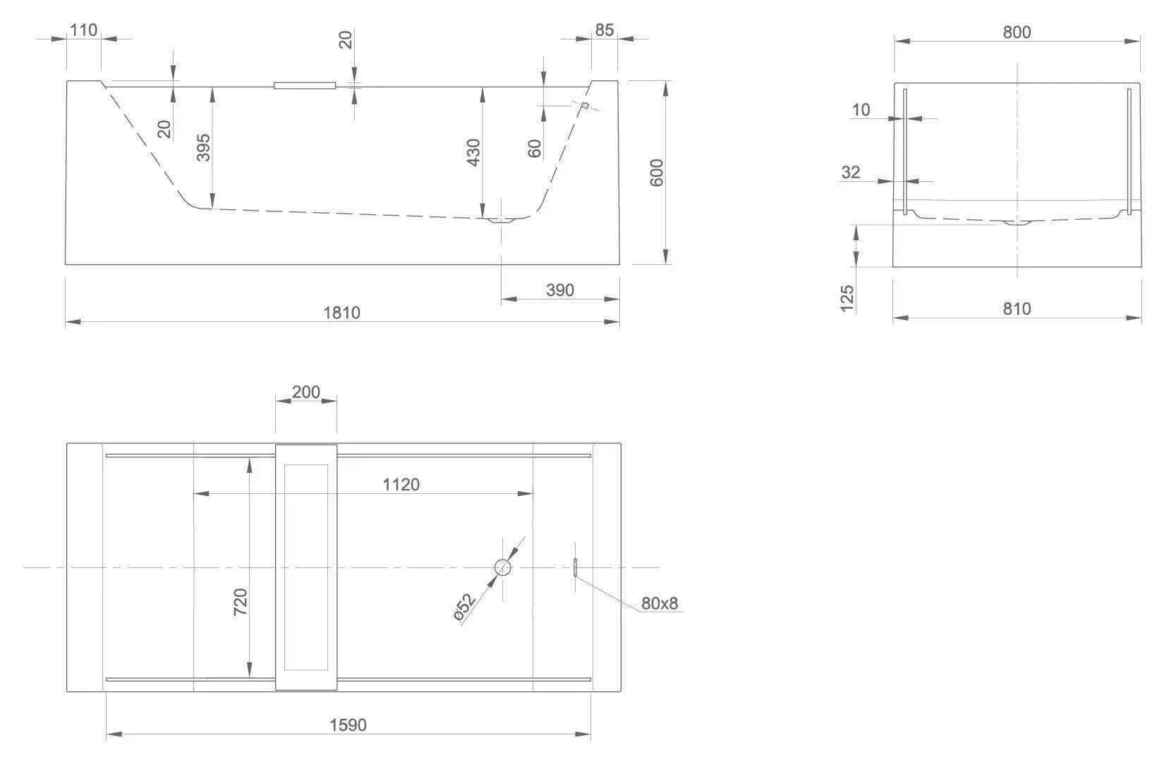 Акрилова окремостояча ванна Knief Look look 0100-050 Белый матовый