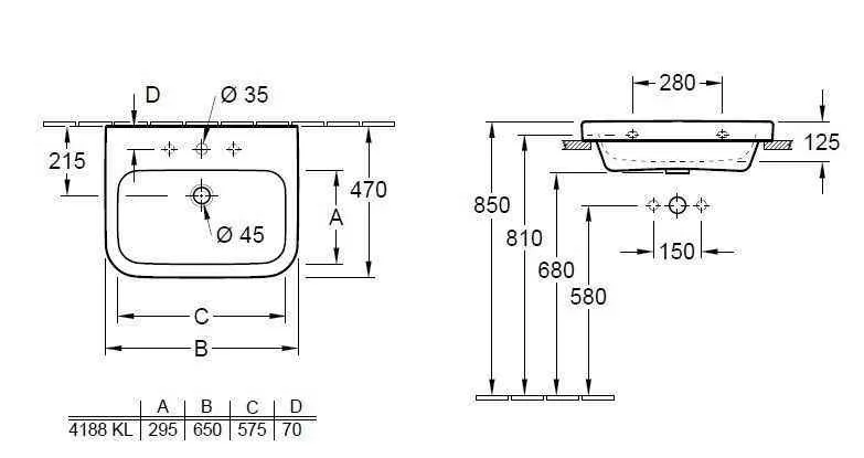 Підвісний умивальник Villeroy and Boch Architectura 4188KL01