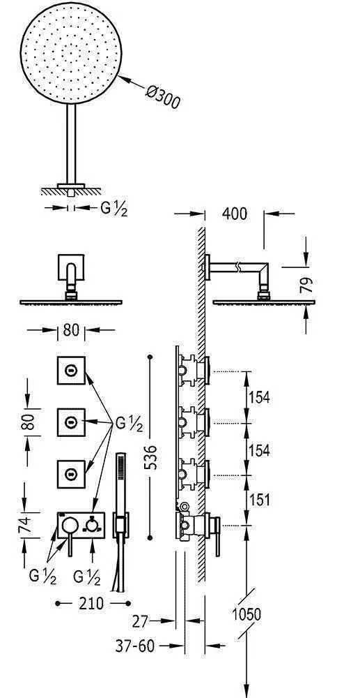 Душевая система Tres V3 21027305