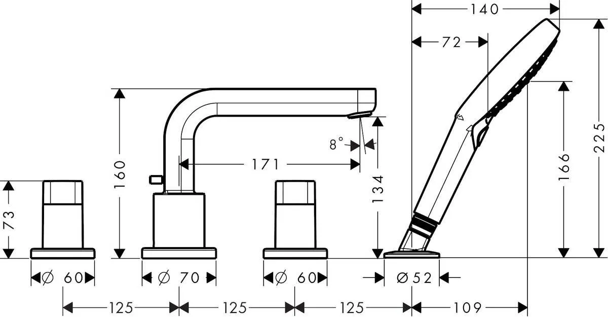 Смеситель для ванны Hansgrohe Metris S  31443000