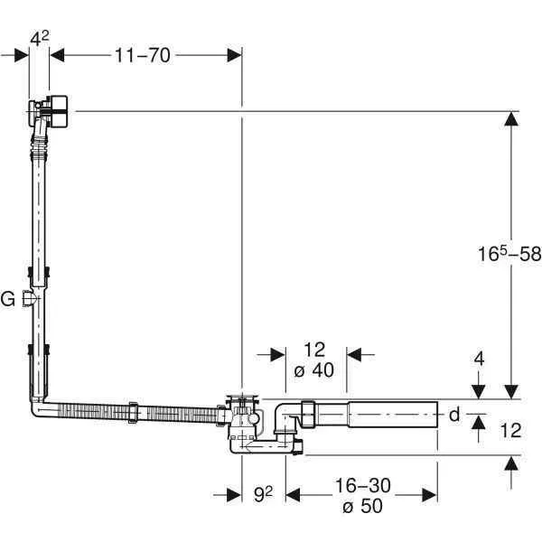 Злив-перелив для ванни Geberit 150.701.00.1