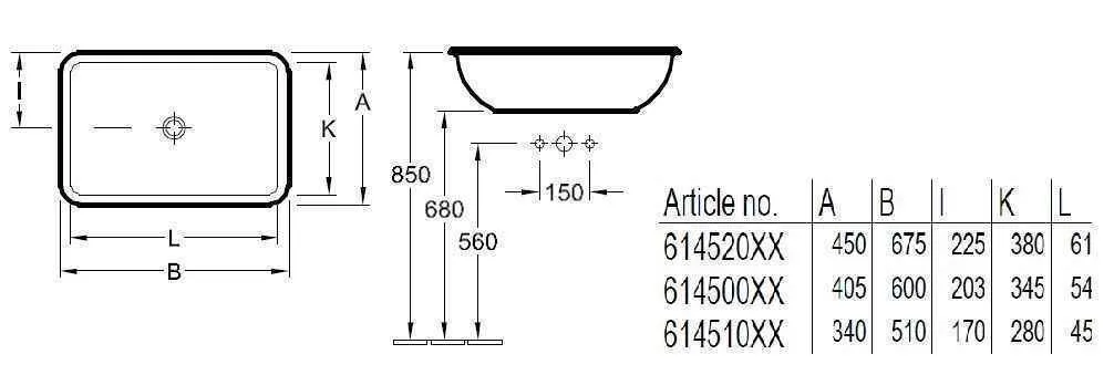 Раковина вбудована в стільницю Villeroy and Boch Loop&Friends 614520R3