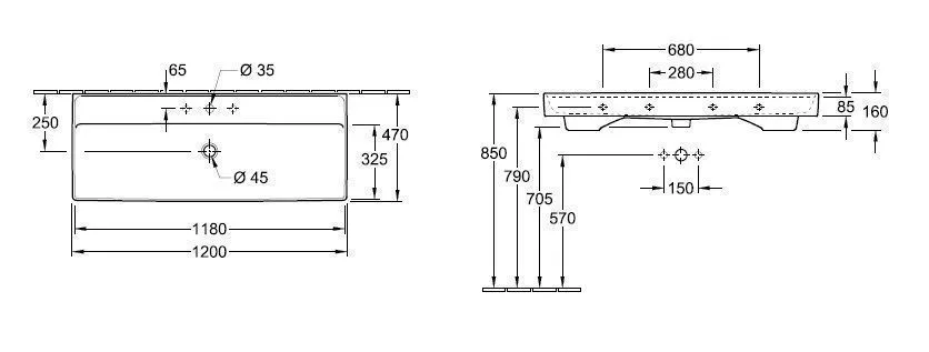 Подвесной умывальник Villeroy and Boch Collaro 4A33C5RW