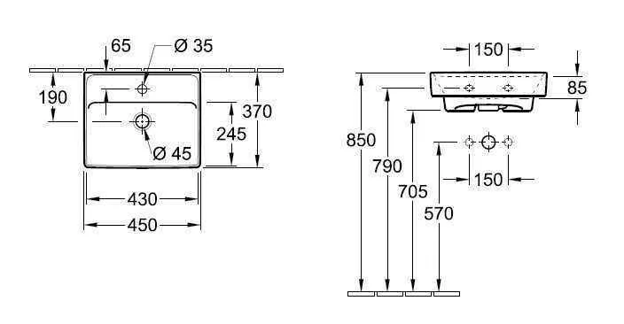 Підвісний умивальник Villeroy and Boch Collaro 43344601