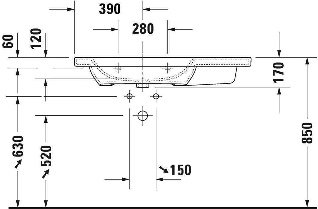 Умивальник Duravit DuraStyle (асиметричний) 2325100060
