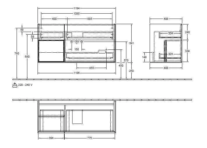 Тумба для умивальника Finion Villeroy and Boch F060GFGK