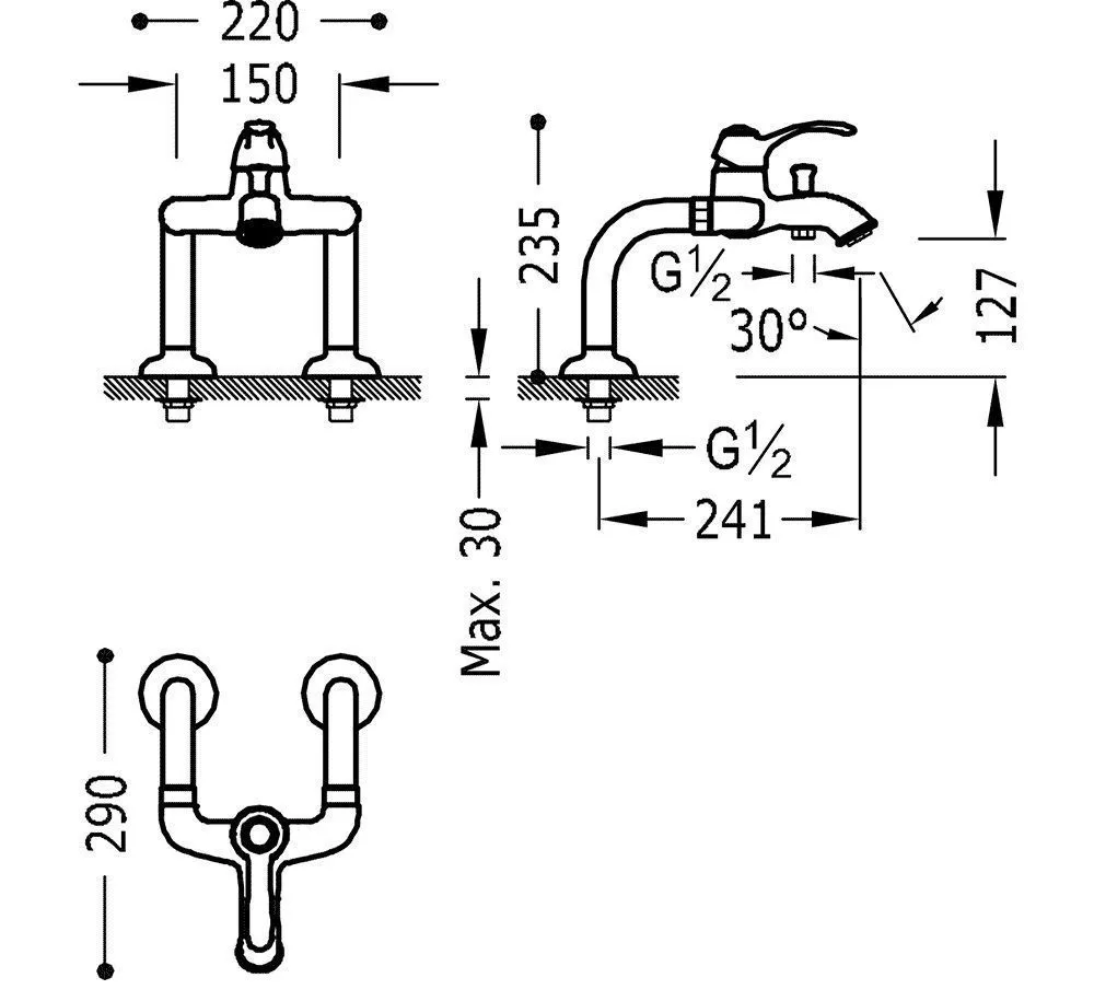 Набор: Смеситель для ванны Clasic Tres 24219401LM