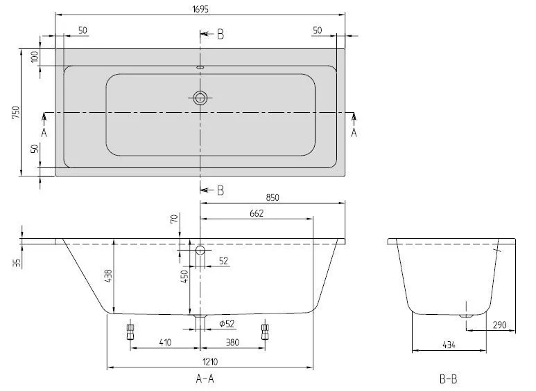 Ванна Villeroy and Boch Subway UBA170SUB2V-01