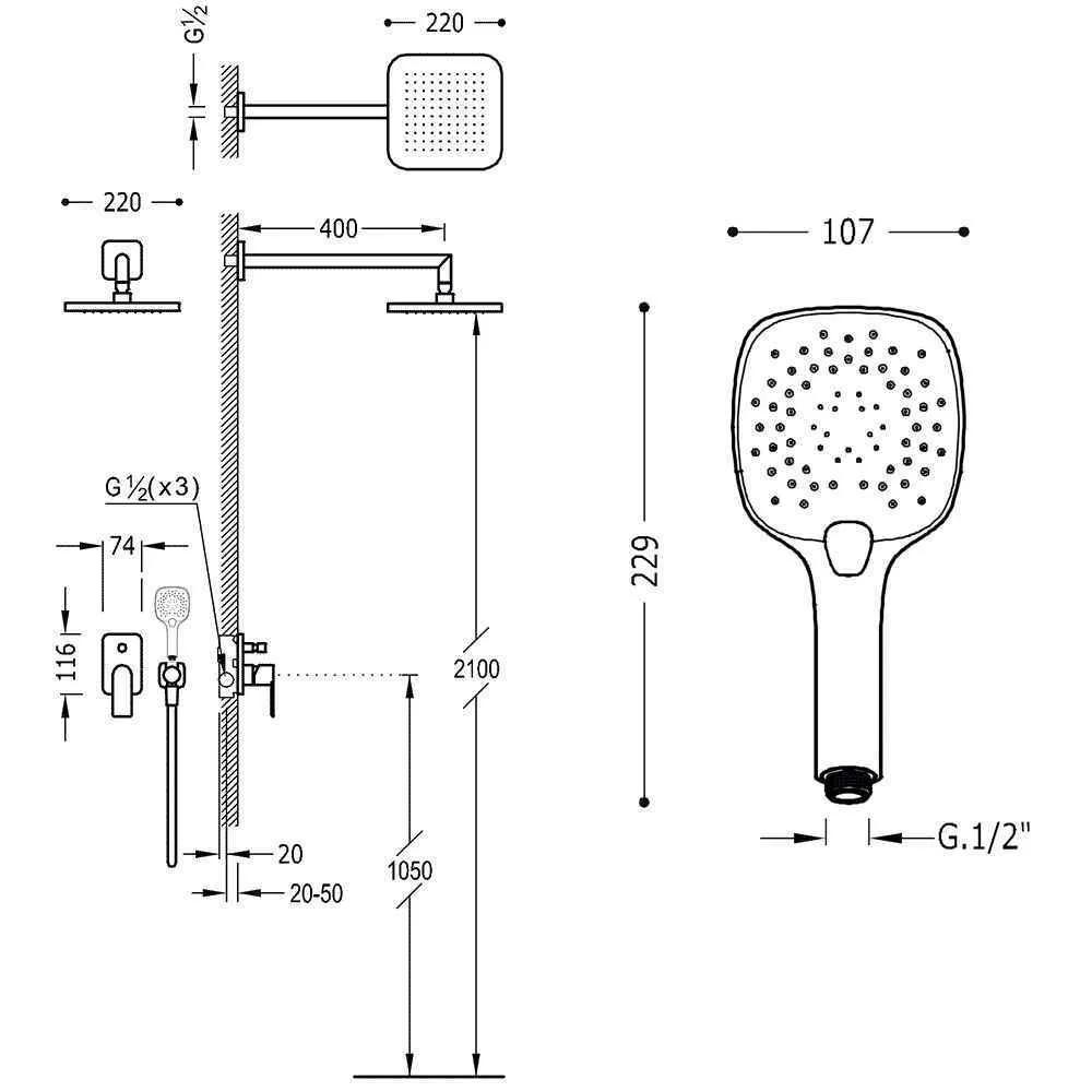 Душевая система Tres 20018007