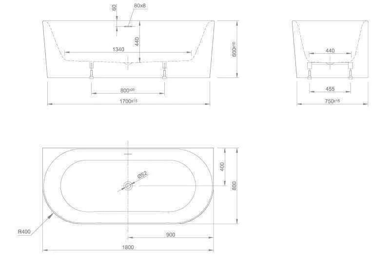 Пристінна ванна Knief Fresh Wall fresh wall 0100-231 Белый глянцевый