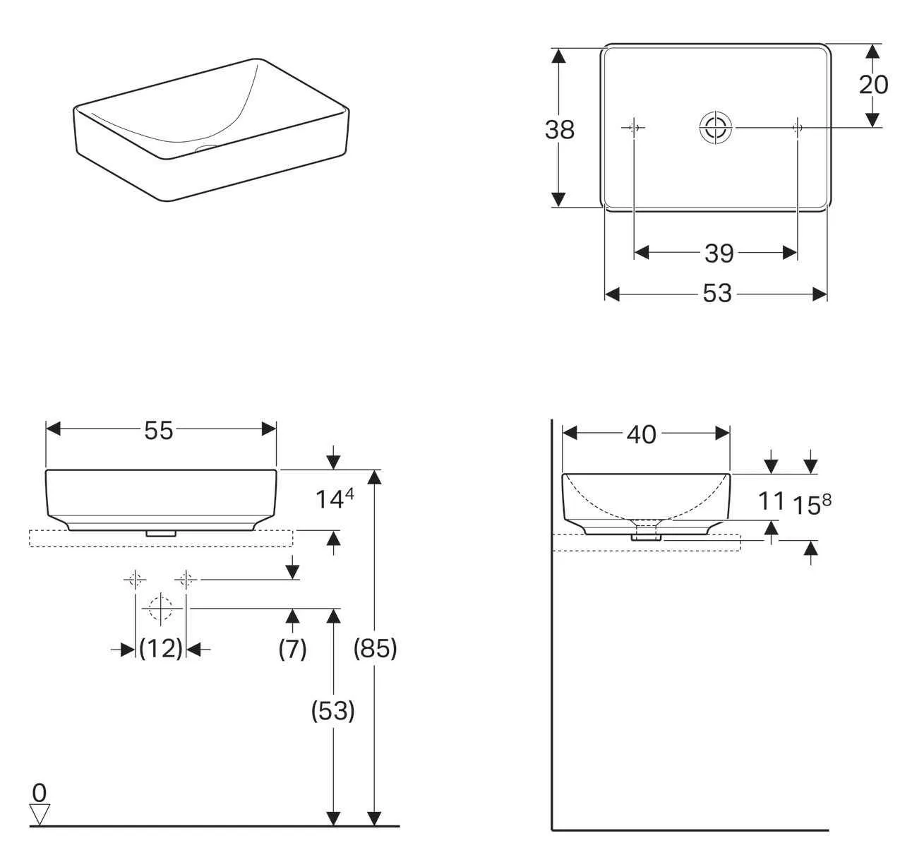 Умивальник Geberit Variform 500.779.01.2