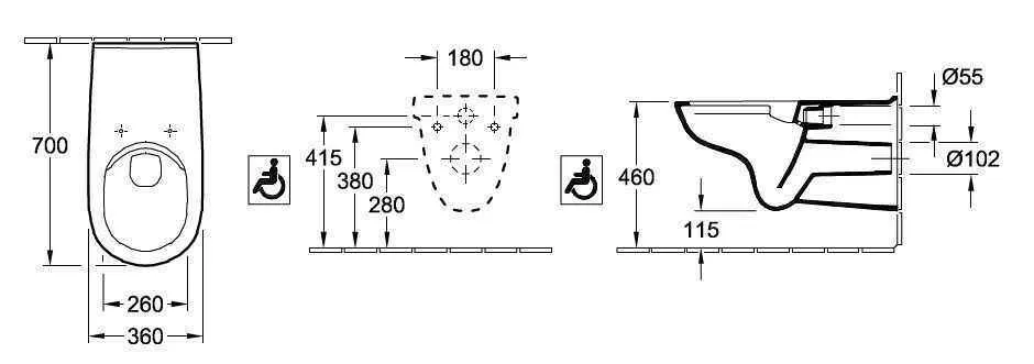 Унітаз Villeroy and Boch O. Novo Vita (для людей з обмеженими можливостями)4601 R0 4601R0T2