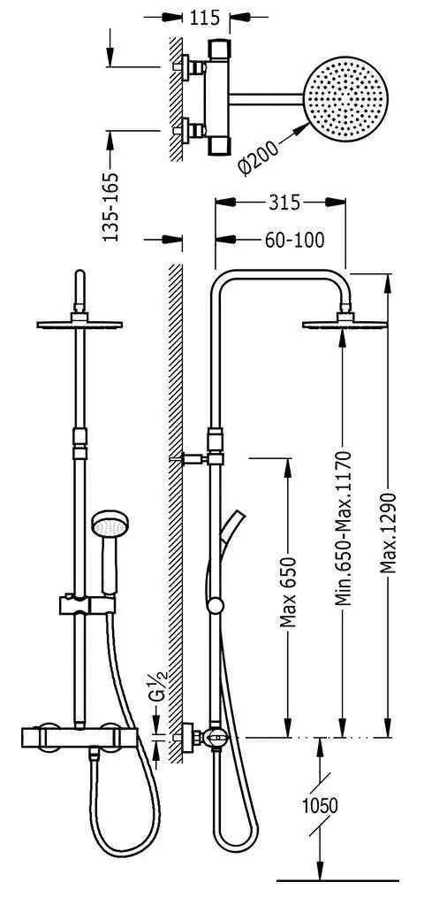 Душевая система Tres Flat 20438703
