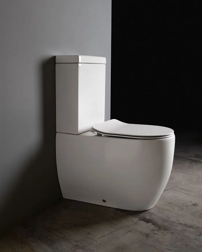 Glomp Напольный унитаз безободковый, с бачком, с сиденьем Soft-Close Slim и слив. механ.,белый