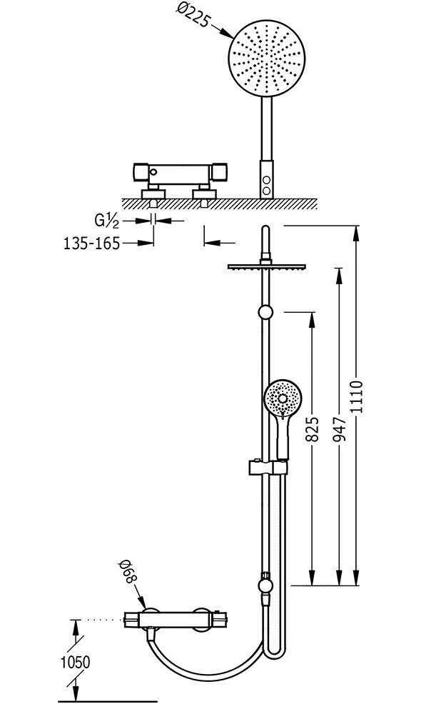 Душова система Tres з термостатом