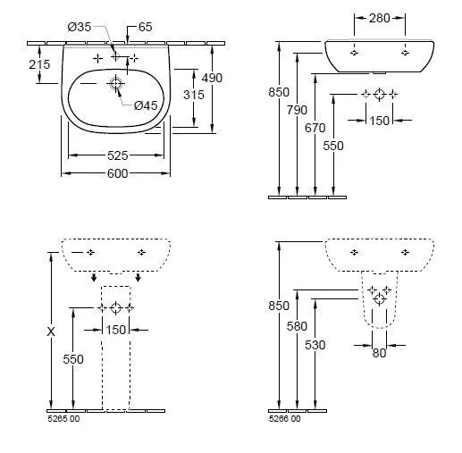 Подвесной умывальник Villeroy and Boch O. Novo 51606101