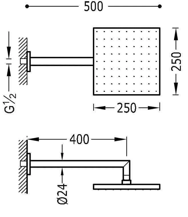 Верхний душ Tres 250Х250 03423101