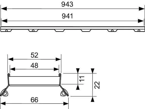 TECEdrainline plate II Верхня частина дренажного каналу "під плитку" 1000mm