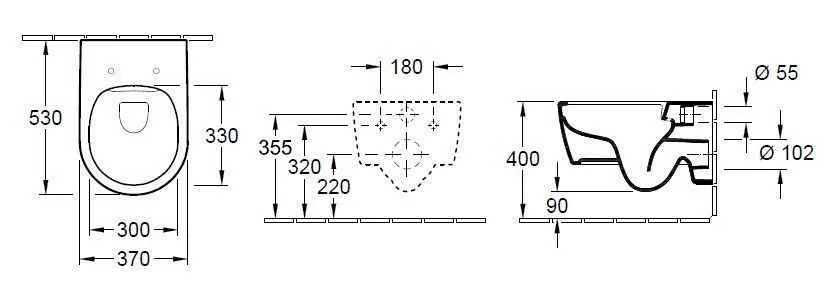 Унітаз підвісний з ультратонкої кришкою Villeroy and Boch Avento (без зливного краю) 5656RSR1