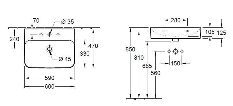 Умывальник подвесной Finion Villeroy & Boch 416864R2