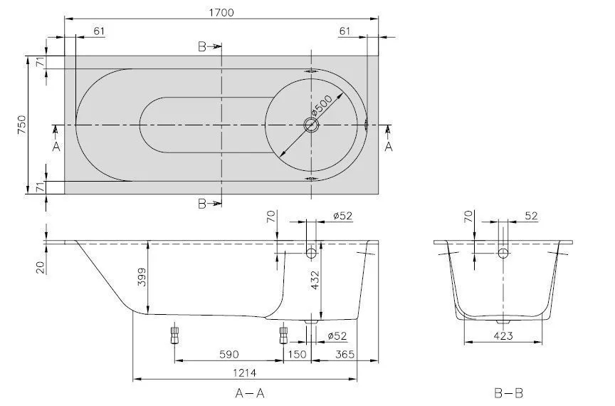 Ванна Villeroy&Boch Libra UBQ170LIB2V-96