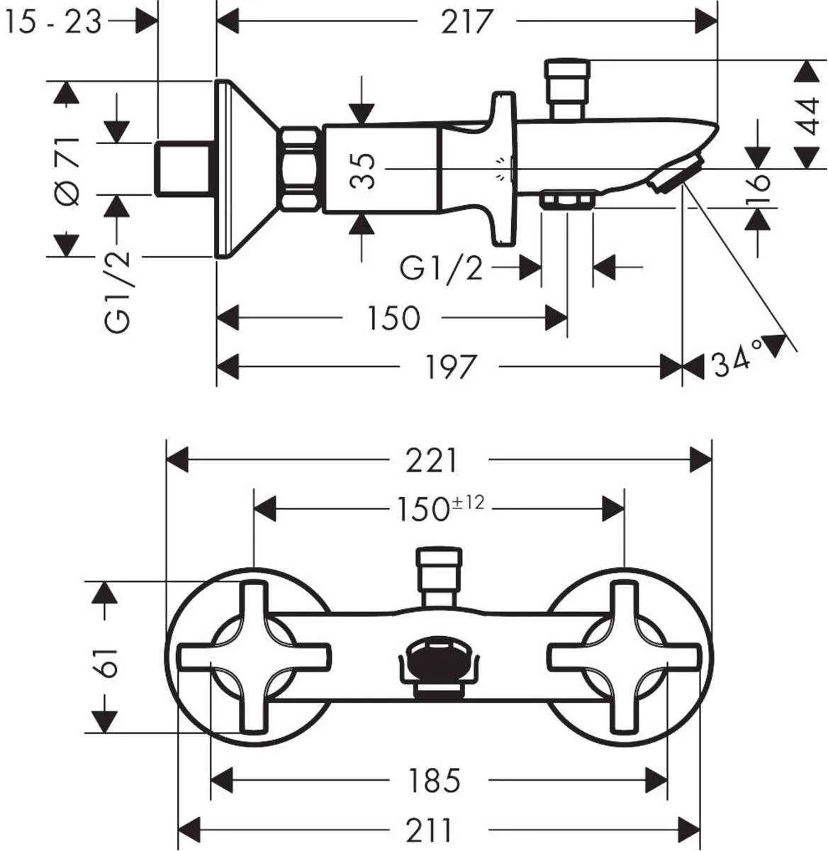 Змішувач для ванної Hansgrohe Logis Classic