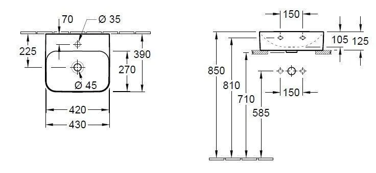 Умывальник на столешницу Finion Villeroy & Boch 43644CRW