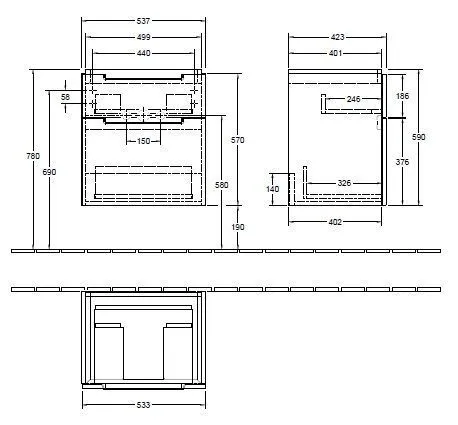 Тумба для умывальника Subway 2.0 Villeroy and Boch A90810FP