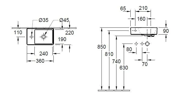 Подвесной умывальник Villeroy and Boch Avento 43003R01