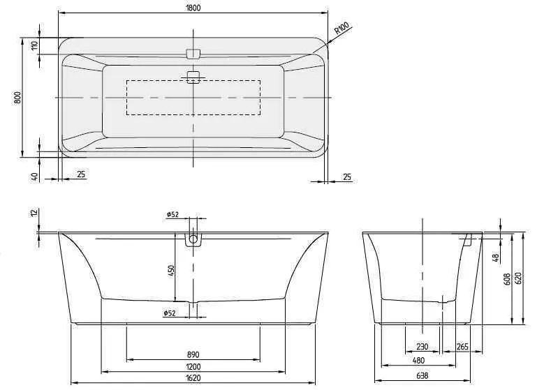 Ванна Villeroy&Boch Squaro Edge 12 UBQ180SQE7PDT1V-RW