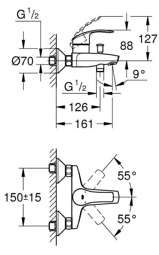 Змішувач для ванної Grohe Eurosmart
