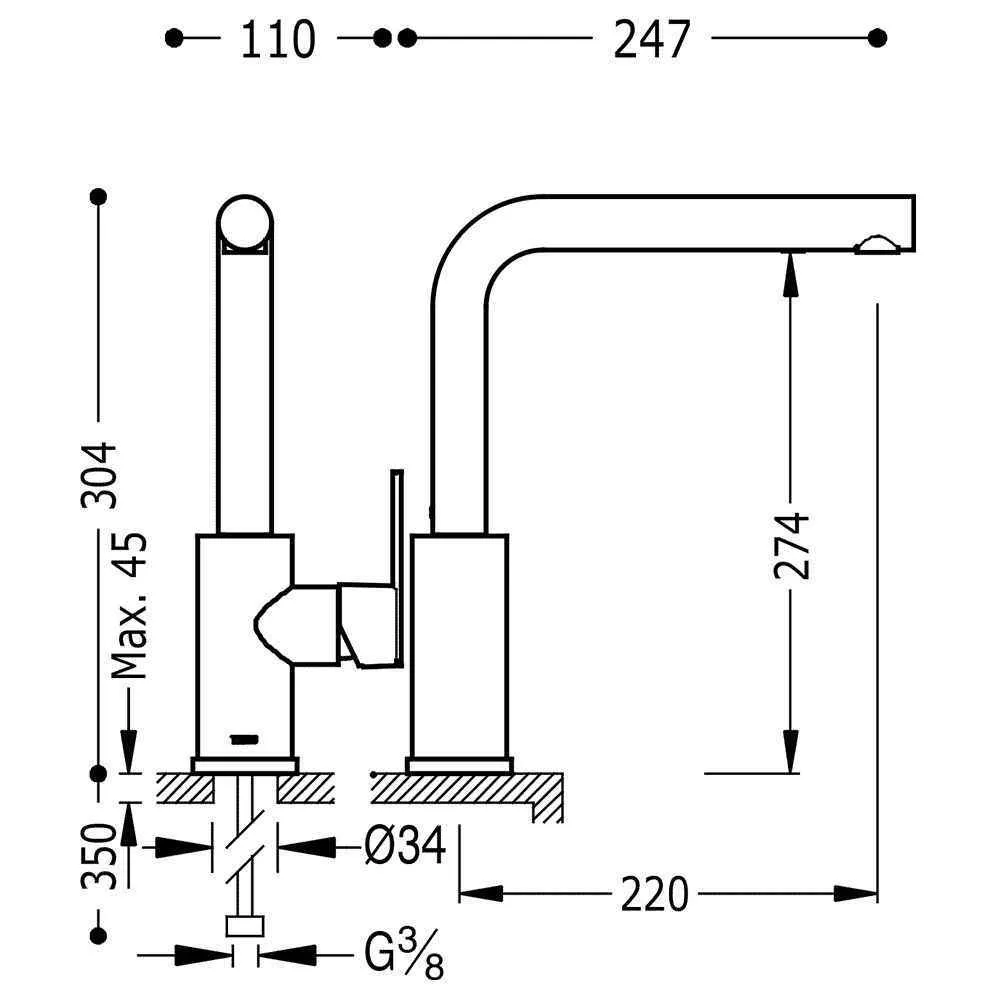Смеситель на кухню Tres Lex 181436