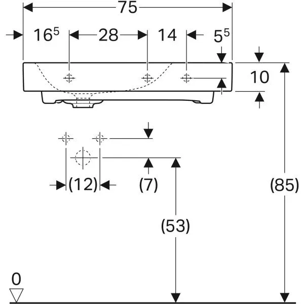 Умывальник подвесной Geberit CITTERIO 500.545.01.1