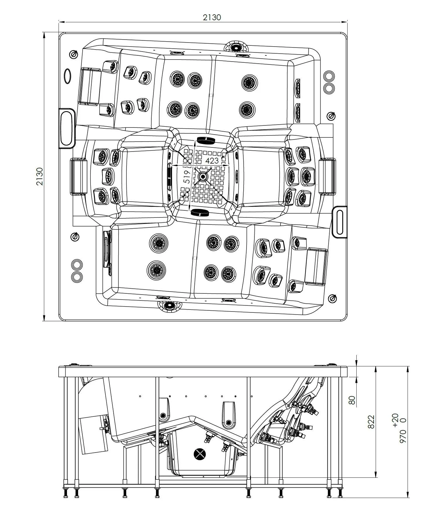 Бассейн с гидромассажем  Genesis PoolSpa (сосна)
