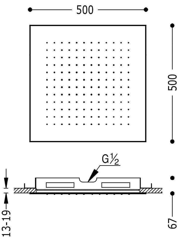 Верхній душ Tres 500Х500 134951OM