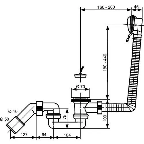 Сифон для ванны Sanit 35.038.00.S000 (с цепочкой)
