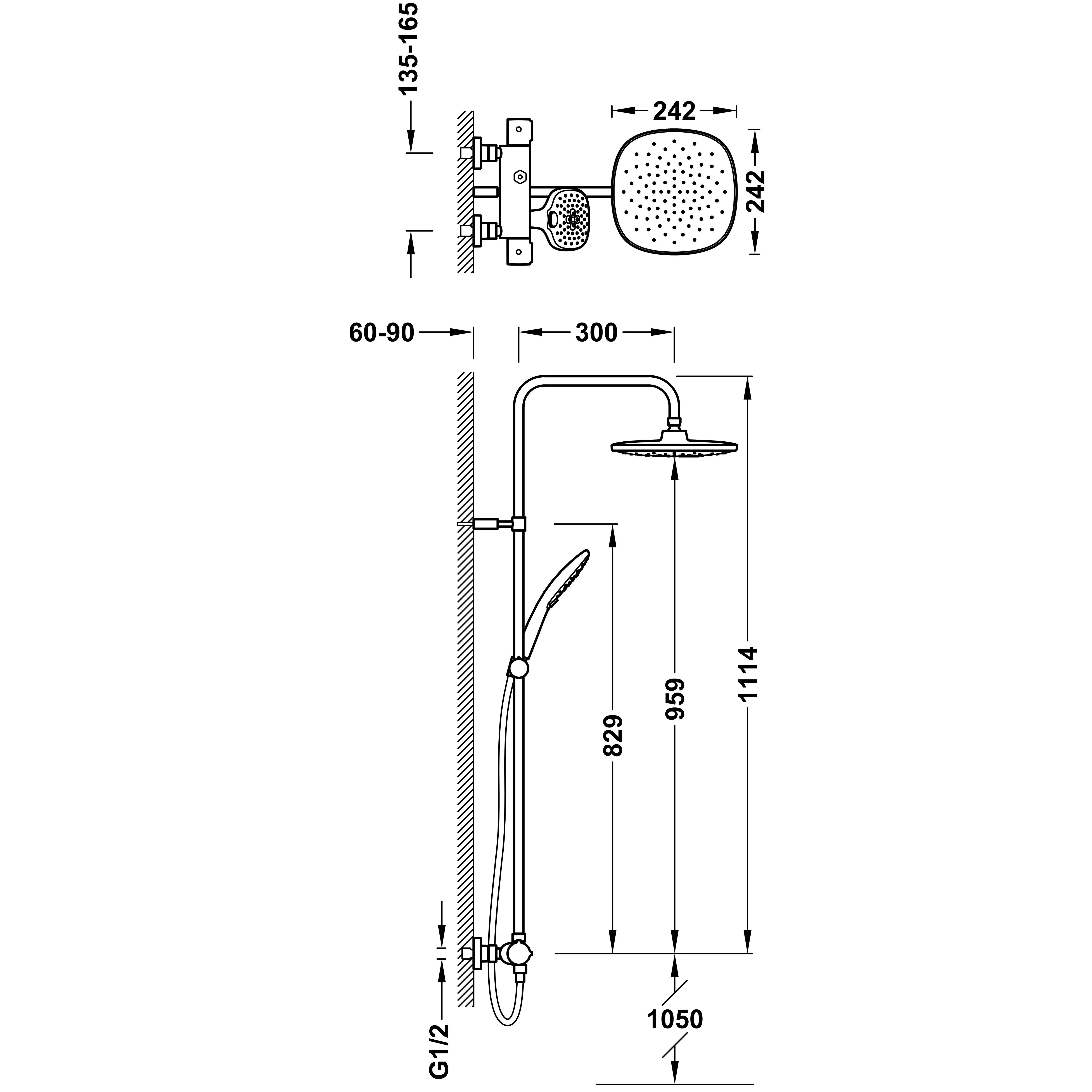 Душевая система с термостатом Tres Canigo