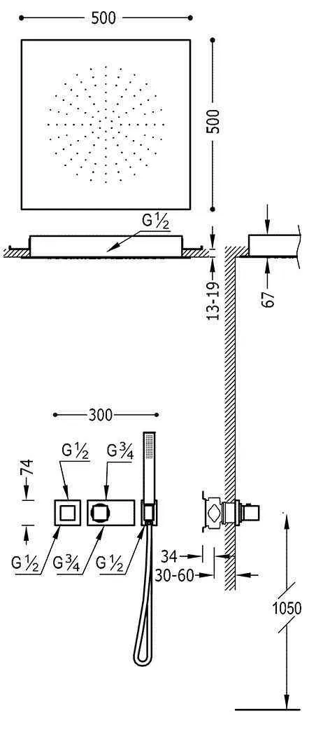 Душевая система Tres Block System 20725208