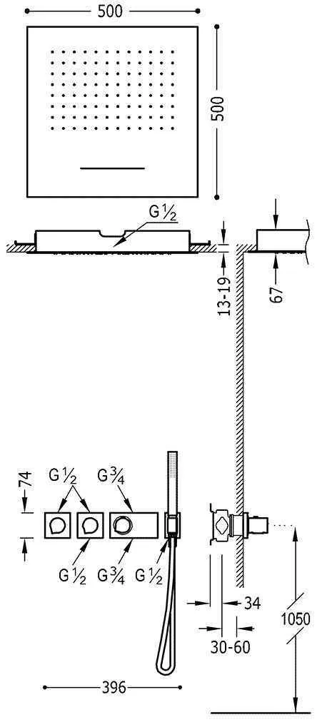 Душевая система Tres Block System 20735303