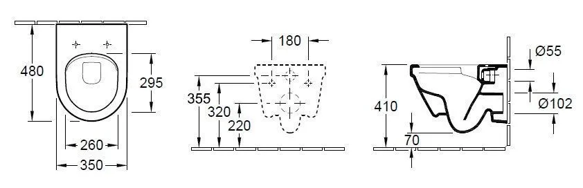 Унитаз подвесной с крышкой Villeroy and Boch Architectura Compact (без смывного края) 4687HRR1