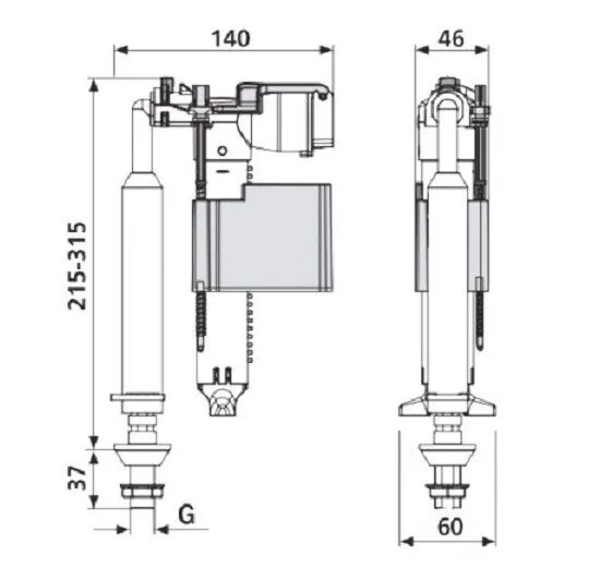 Sanit Наполнительный механизм для установки, подвод воды снизу 1/2 25.010.00.0000