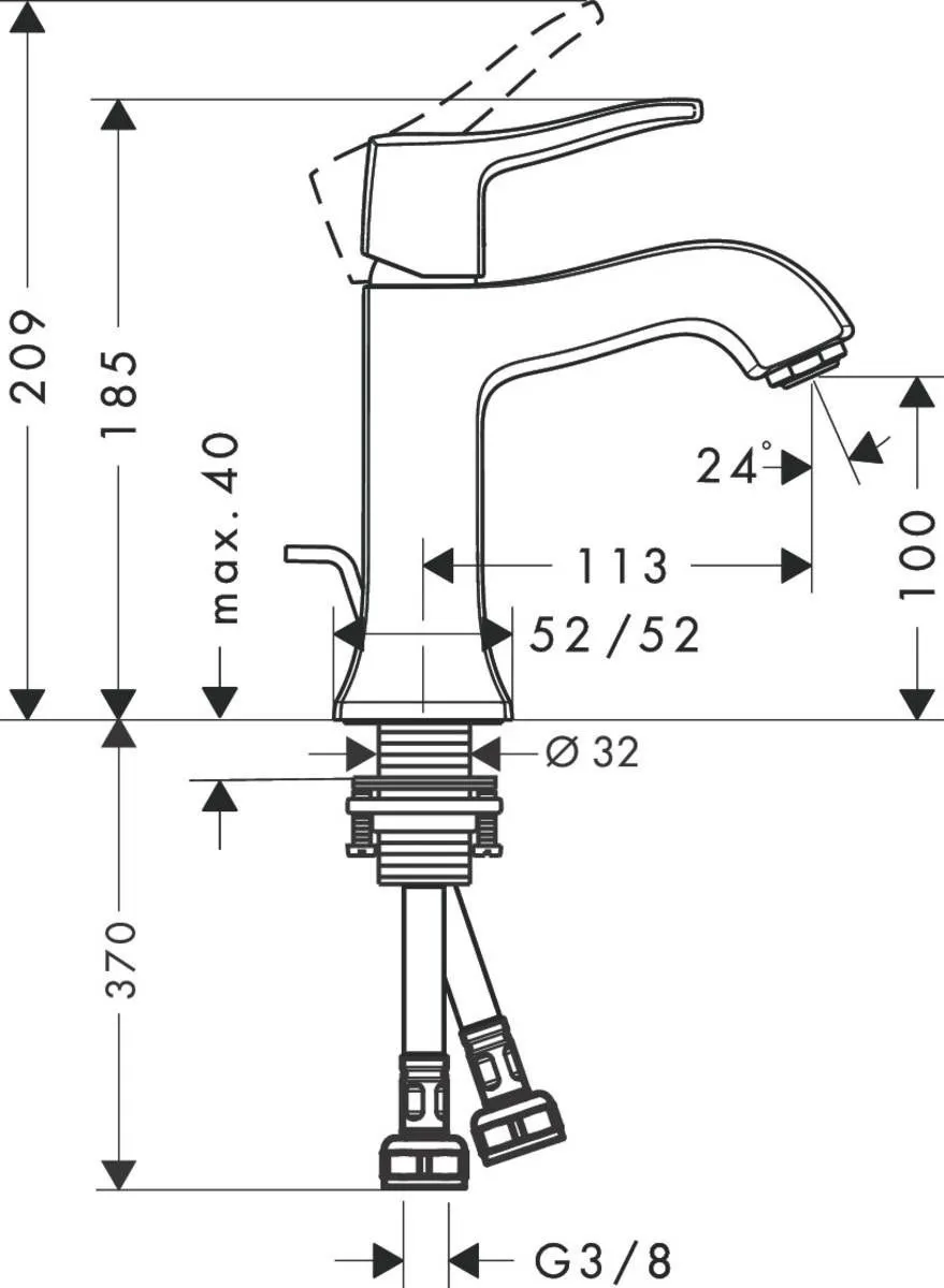Смеситель для умывальника Hansgrohe Metris Classic 31075000