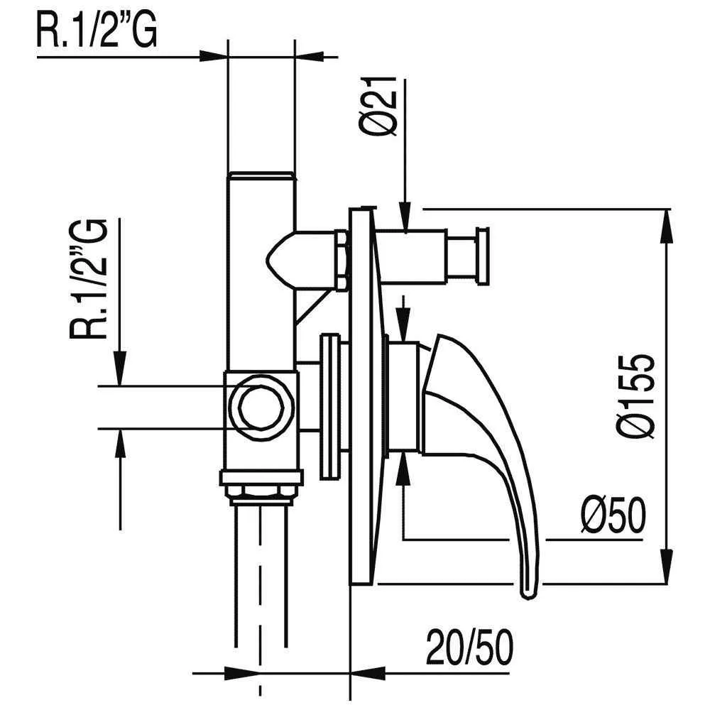 Змішувач для душа і ванни Mono - Tres