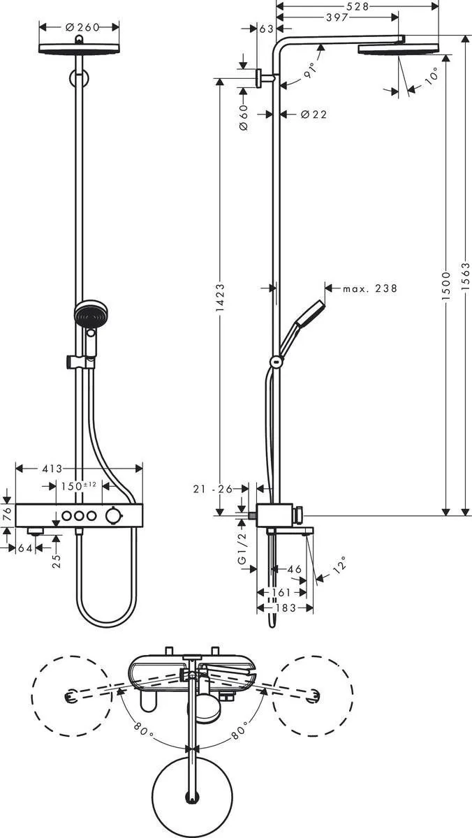 Душевая система Hansgrohe ShowerTablet (для ванны)