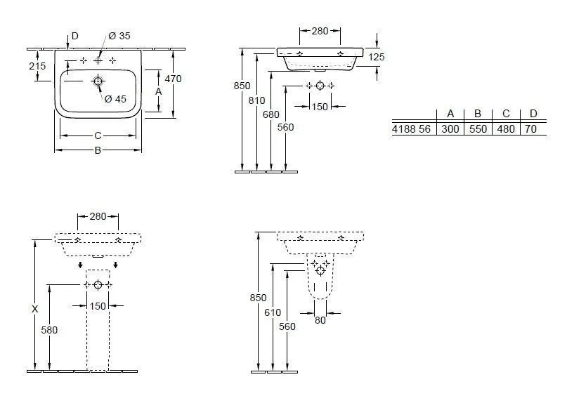 Подвесной умывальник Villeroy and Boch Architectura 418856R1