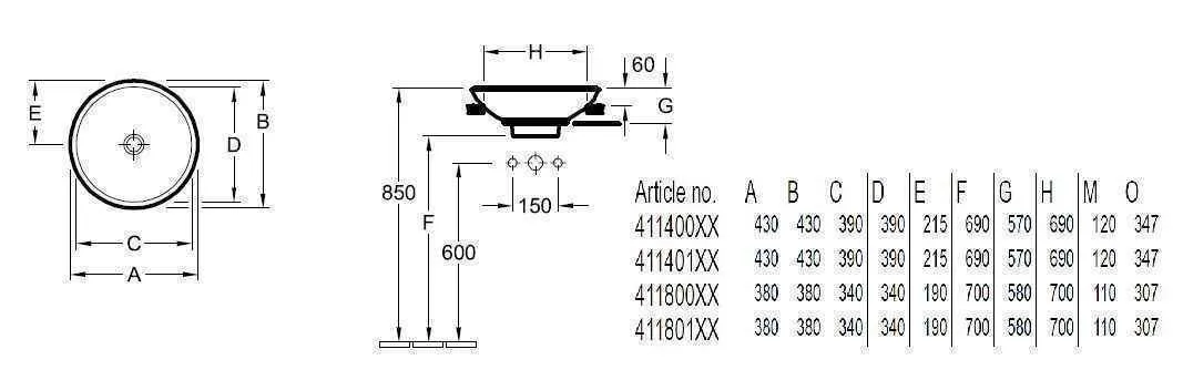 Полувбудована раковина Villeroy & Boch Loop & Friends 41140001